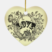 古いファッション黄色の繁栄の渦巻ビクトリアンき セラミックオーナメント (裏面)