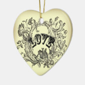 古いファッション黄色の繁栄の渦巻ビクトリアンき セラミックオーナメント (左)