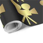 古いフィルムカメラ金属金ゴールドギフトラップ ラッピングペーパー (ロールコーナー)