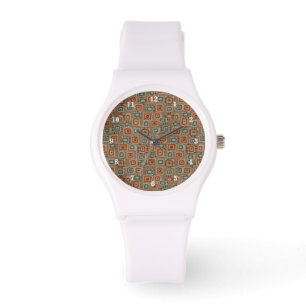 古いフェイク布パッチArt Watch 腕時計