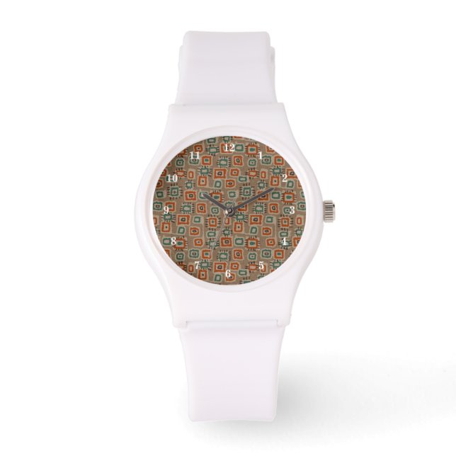 古いフェイク布パッチArt Watch 腕時計 (正面)