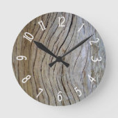 古いフェイク湾曲したヒノキの樹皮 ラウンド壁時計 (正面)