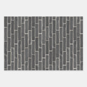 古いフェイク茶色の白黒レンガ壁 ラッピングペーパーシート (正面3)