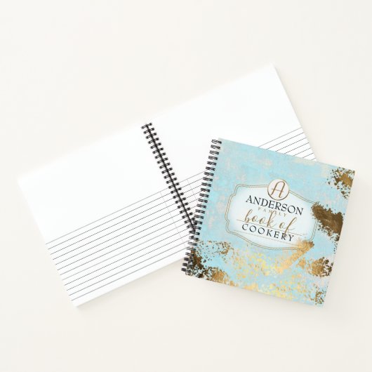 古いフェイク金ゴールドフレークパーソナライズされたレシピクックブック ノートブック (内部)
