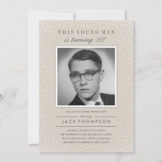 古いフォト誕生日招待状- Sparkle石板 招待状 (正面)