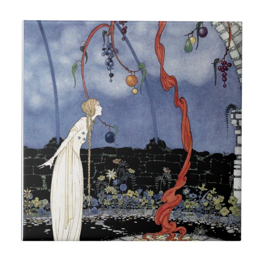 古いフランスのおとぎ話:素晴らしい美しいの木 タイル (正面)