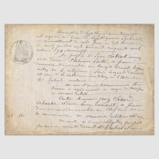 古いフランスのスクリプトの分離 薄葉紙 (正面)