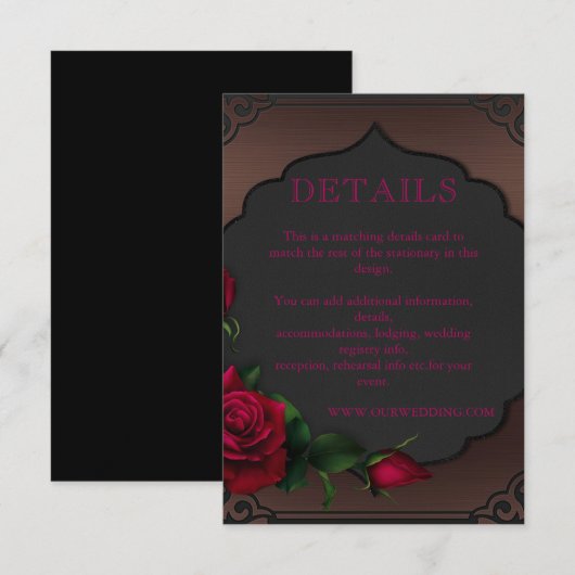 古いフレームのゴシック赤いバラの詳細 エンクロージャーカード (正面/裏面)