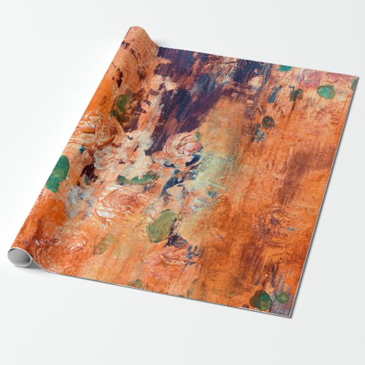 古いフローラの壁紙グランジ裏返し（ヴィネット付き） ラッピングペーパー (アンロールド)