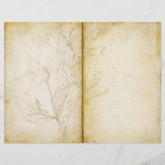 古いフローラヴィンテージスタイル仕訳帳スクラップブック紙 (正面)