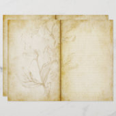 古いフローラヴィンテージスタイル仕訳帳スクラップブック紙 (正面/裏面)