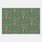 古いブックカバー(ベージュと緑) ラッピングペーパーシート (正面3)