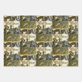 古いブックカバー(ベージュと緑) ラッピングペーパーシート (正面2)