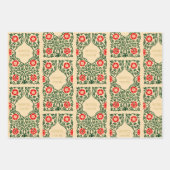 古いブックカバー(ベージュと緑) ラッピングペーパーシート (正面)