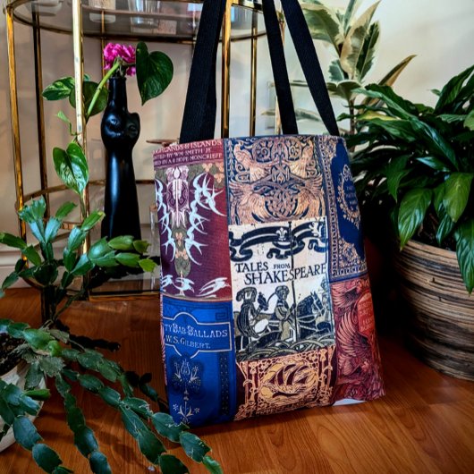 古いブックカバー（青とブルゴーニュ） トートバッグ