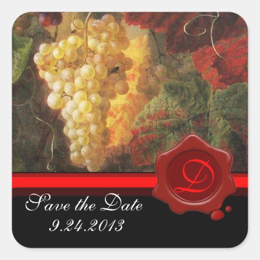 古いブドウ畑ワインの試飲パーティー、赤ワックスシール スクエアシール (正面)