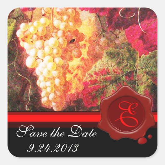 古いブドウ畑ワインの試飲パーティー、赤ワックスシール スクエアシール (正面)