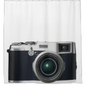 古いブラックカメラ シャワーカーテン (正面)