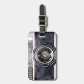 古いブラックカメラ ラゲッジタグ (正面縦)