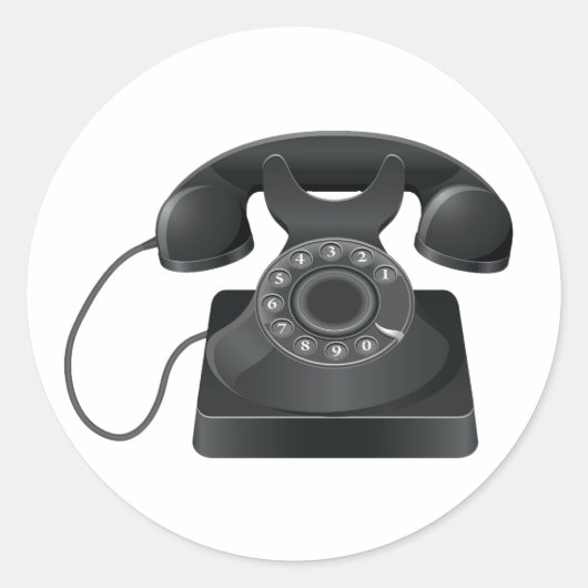 古いブラックフォンステッカー ラウンドシール (正面)