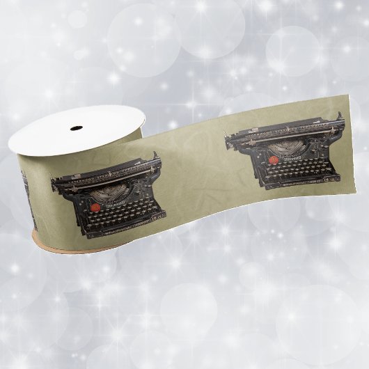 古いブラックヴィンテージ手動タイプライターMarbled Tan サテンリボン