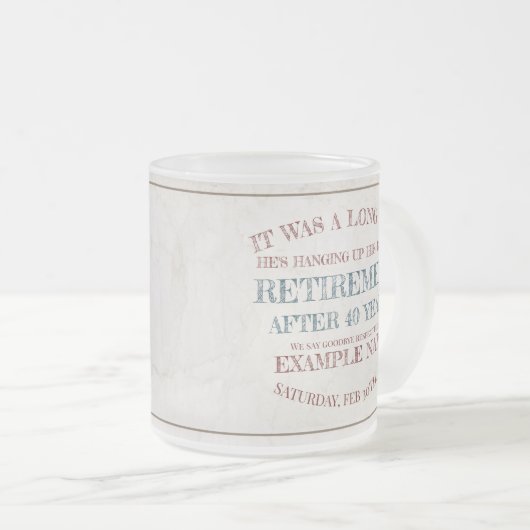 古いブーツでの退職の発表V1.0 フロストグラスマグカップ (正面右)