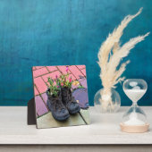 古いブーツの花 フォトプラーク (インサイチュ)