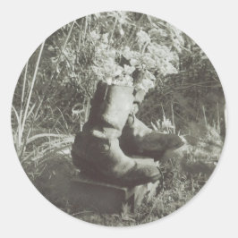 「古いブーツ」ステッカー ラウンドシール