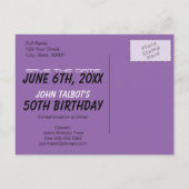 古いプロジェクター50th誕生日パーティー日付を保存 案内ポストカード (裏面)
