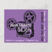 古いプロジェクター50th誕生日パーティー日付を保存 案内ポストカード (正面)