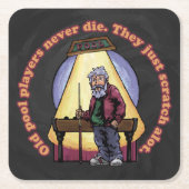 古いプールプレイヤー スクエアペーパーコースター (正面)