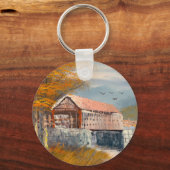 古いペンシルバ絵画ニアの屋根付き橋の キーホルダー (正面)