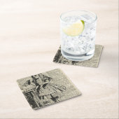 古いページの不思議の国のヴィンテージのステンシルのアリス スクエアペーパーコースター (インサイチュ)