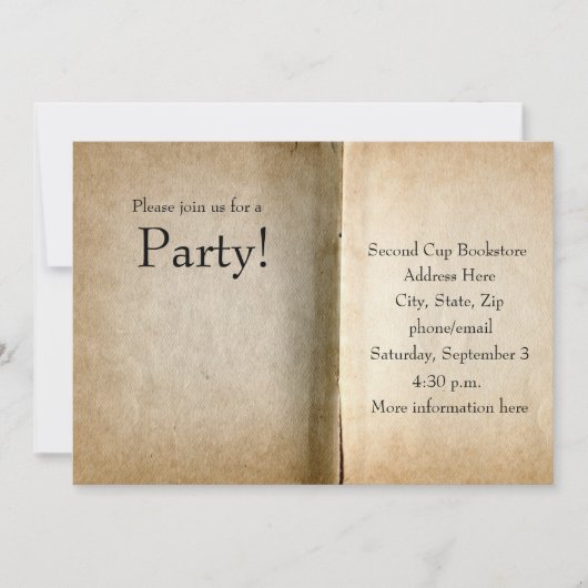 古いページの本の招待状 招待状 (正面)