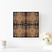 古いペーパー背景のダマスク織の要素 スクエア壁時計 (ホーム)