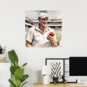 古いボウリングをする人、 クリケットの投手が死ぬことはない – Archival Cricketプリ ポスター (ホームオフィス)