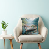 古いボートの中のピンク色のゲラニウム クッション (椅子)