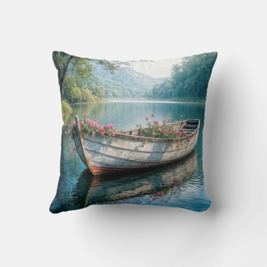 古いボートの中のピンク色のゲラニウム クッション (裏面)