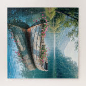 古いボートの中のピンク色のゲラニウム ジグソーパズル (横)