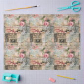 古いポストカードのコラージュ 薄葉紙 (クラフト)