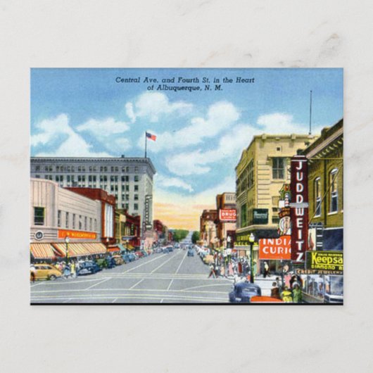 古いポストカード – アルバカーキ，ニューメキシコ，アメリカ ポストカード (正面)