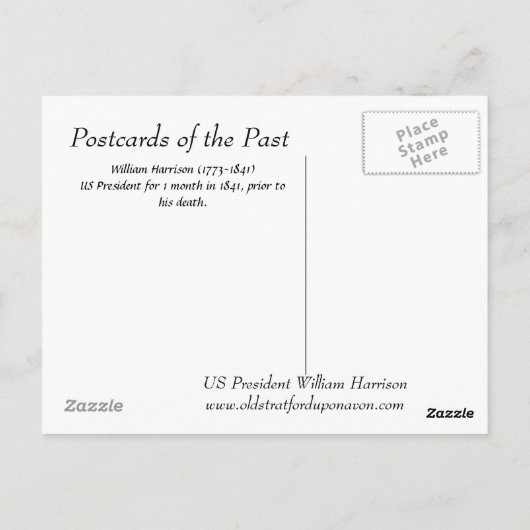 古いポストカード – ウィリアム・ハリソン米国大統領 ポストカード (裏面)
