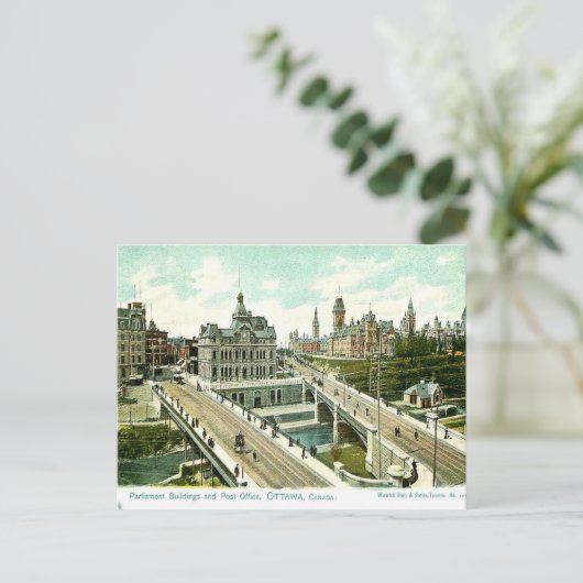 古いポストカード – オタワの国会議事堂と郵便局 ポストカード (スタンド正面)