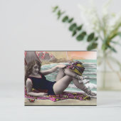 古いポストカード – ガールバイ・ザ・シー ポストカード (スタンド正面)