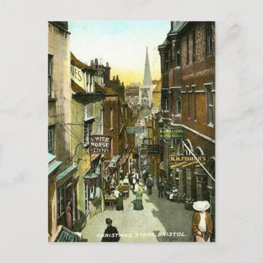 古いポストカード – クリスマスステップ、ブリストル ポストカード (正面)