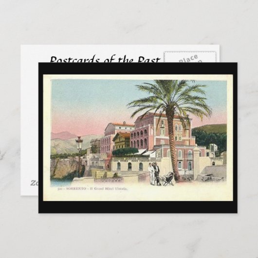 古いポストカード - ソレント、イタリア、ホテル ヴィットーリア ポストカード (正面/裏面)