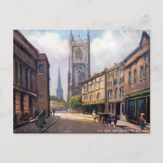 古いポストカード - ダービーのアイアンゲート ポストカード (正面)