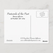 古いポストカード – トーマス・ジェファーソン米国大統領 ポストカード (裏面)