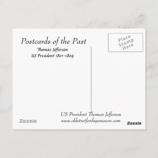 古いポストカード – トーマス・ジェファーソン米国大統領 ポストカード (裏面)