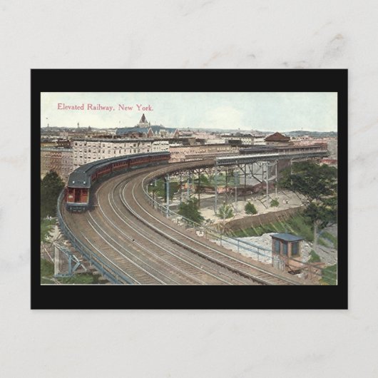 古いポストカード、ニューヨーク市の高架鉄道 ポストカード (正面)